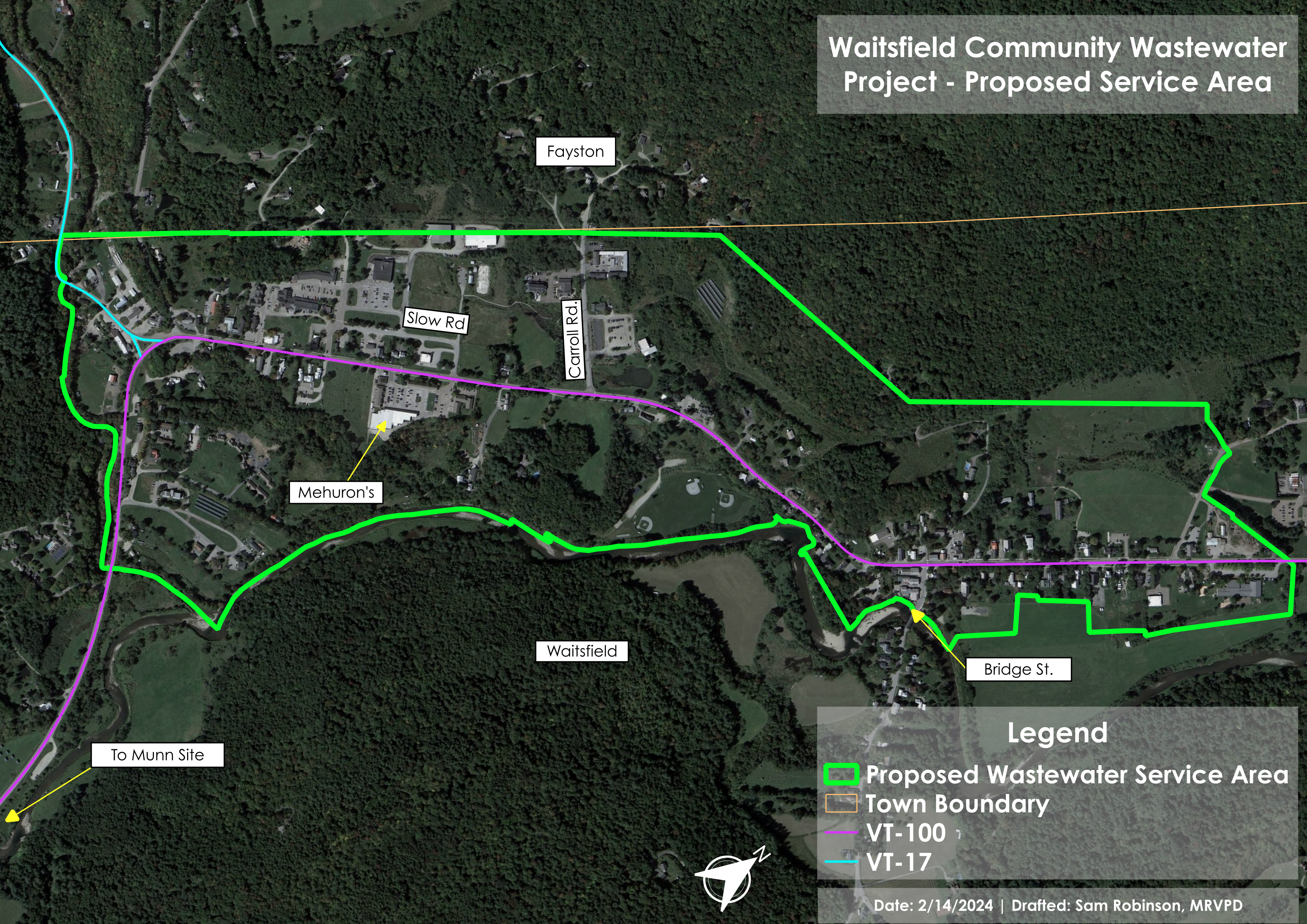 A map of the Proposed Wastewater Service Area